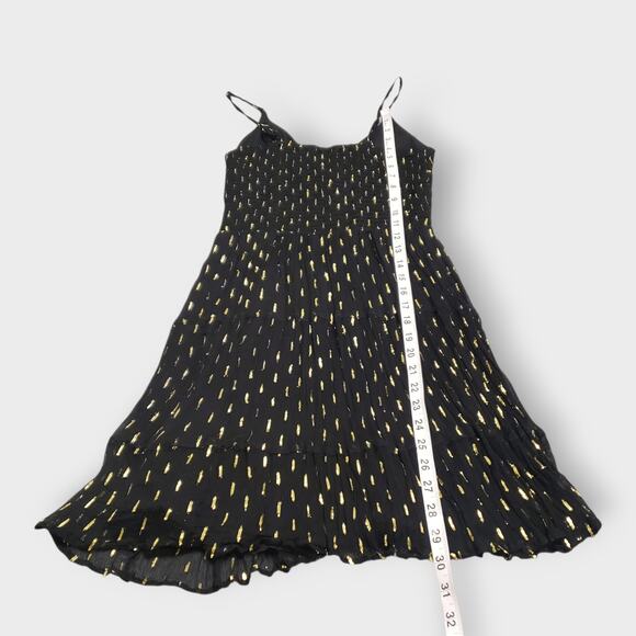 Angie Womens Keyhole Cutout Smocked Mini Dress Black Gold Sz Small Summer Boho - Picture 10 of 10